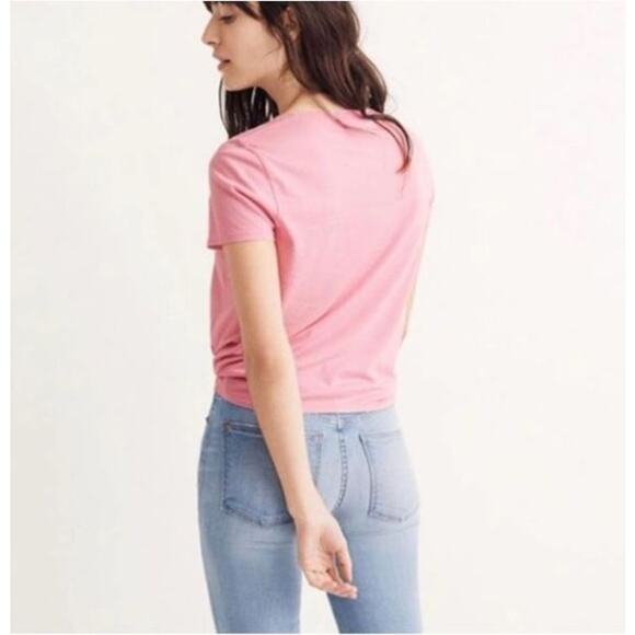 MADEWELL Pink Knotted Front Cropped Short Sleeve T-Shirt Top XXS - Picture 2 of 12